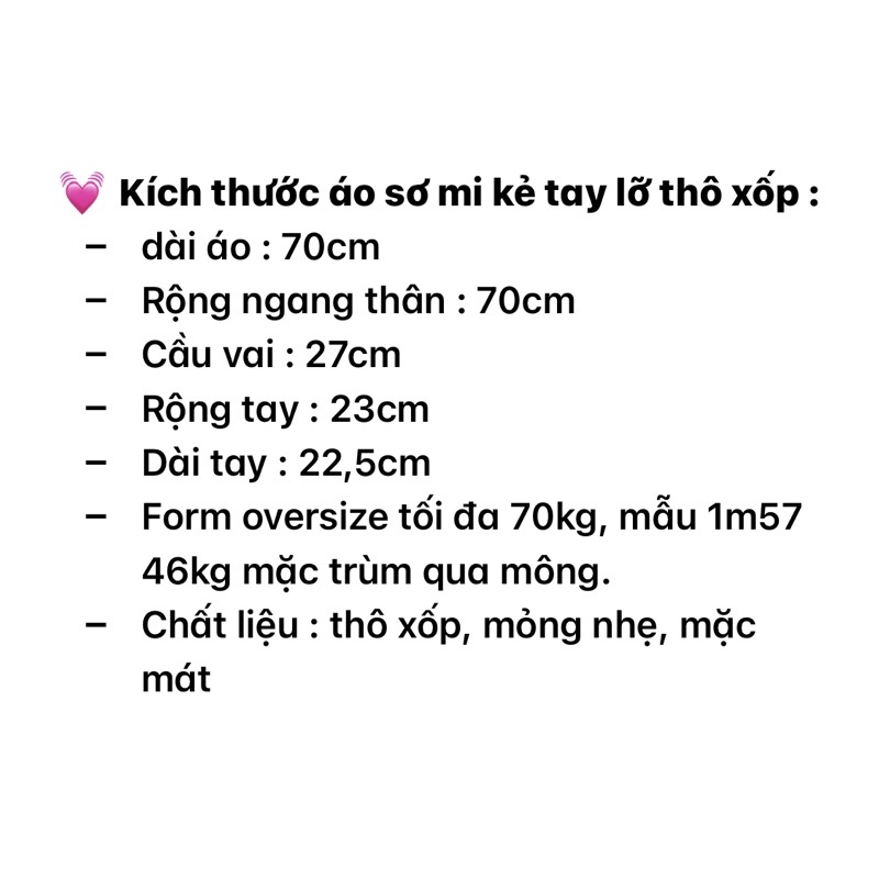 Sơ mi kẻ thô xốp OVERSIZE tay lỡ (ảnh thật shop chụp kèm video) | BigBuy360 - bigbuy360.vn