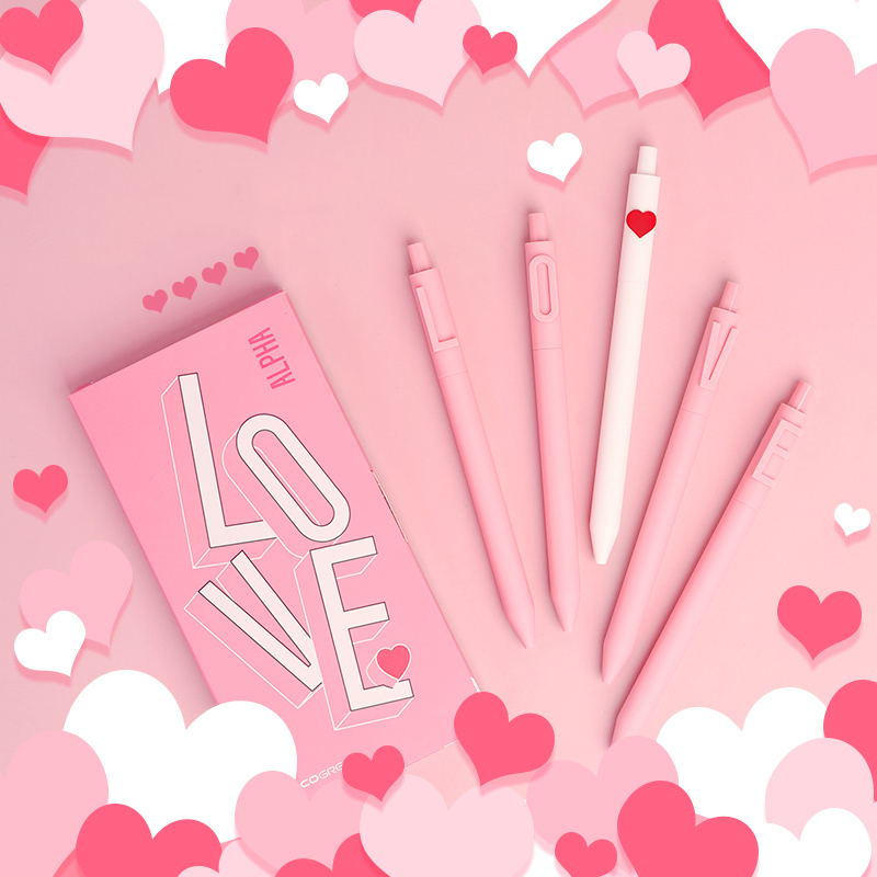 Bộ 5 cây bút mực ngòi 0.5mm in hình chữ LOVE sáng tạo