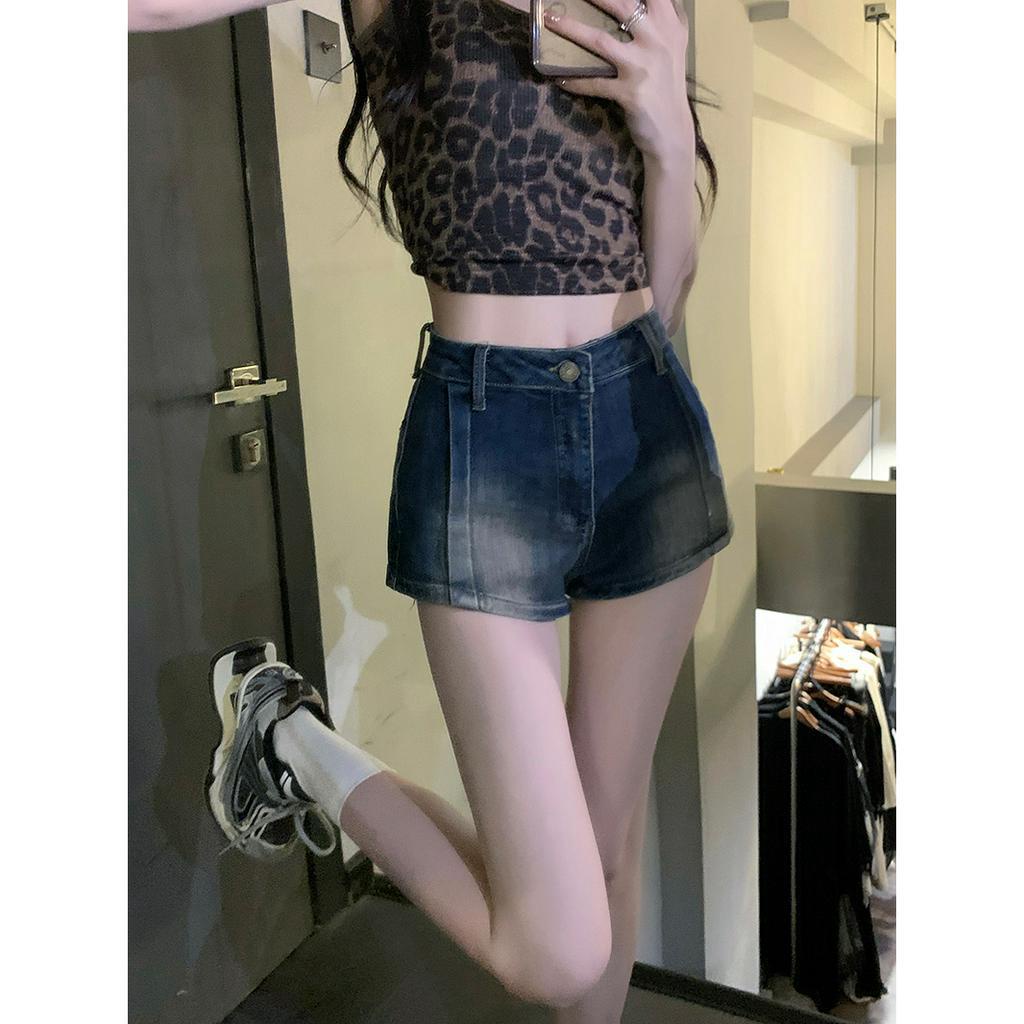 「 WELOVE1 」Quần Short Denim Lưng Cao Dáng Ôm Phong Cách Retro Mỹ Thời Trang Thường Ngày Dành Cho Bạn Gái