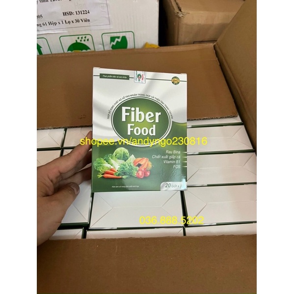 Chất xơ hòa tan Fiber Food rau diếp cá giảm táo bón ở trẻ em và người lớn , giảm trĩ táo bón nhuận tràng Hộp 20 gói
