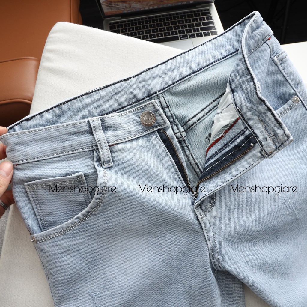 Quần Short Jean Nam - Short Bò Cao Cấp Vải Coton Co Giãn