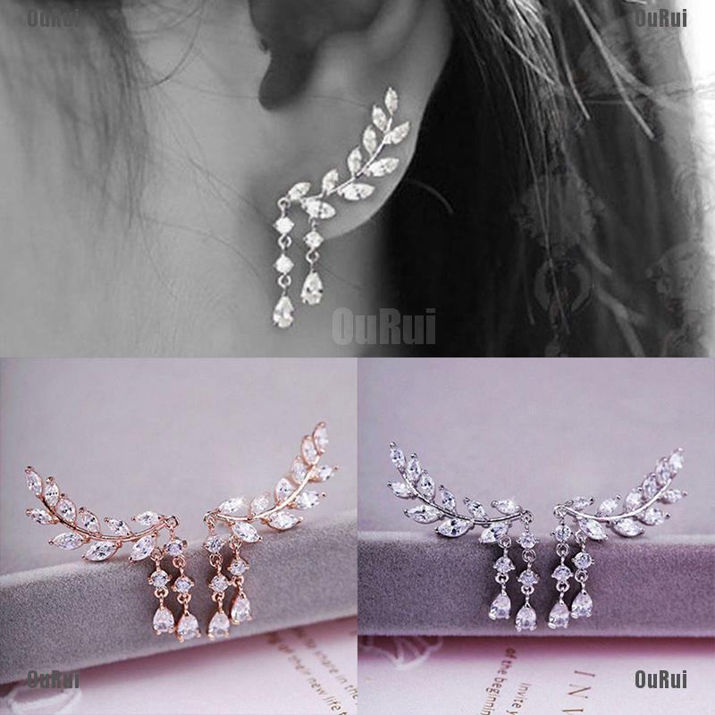 Đôi Bông Tai Dáng Dài Phối Tua Rua Đính Đá Thời Trang Cho Nữ