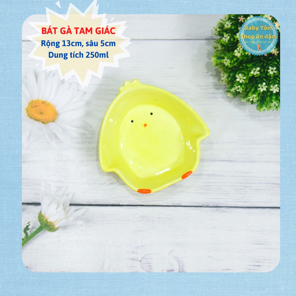 Bát ăn dặm gốm sứ màu Vàng nhiều mẫu,dung tích cho bé yêu, NPP Baby Tôm