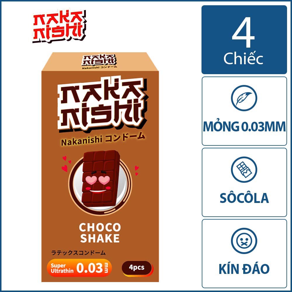Bao cao su Nakanishi Hương Chocolate - Siêu mỏng 0.03mm - 4 bao