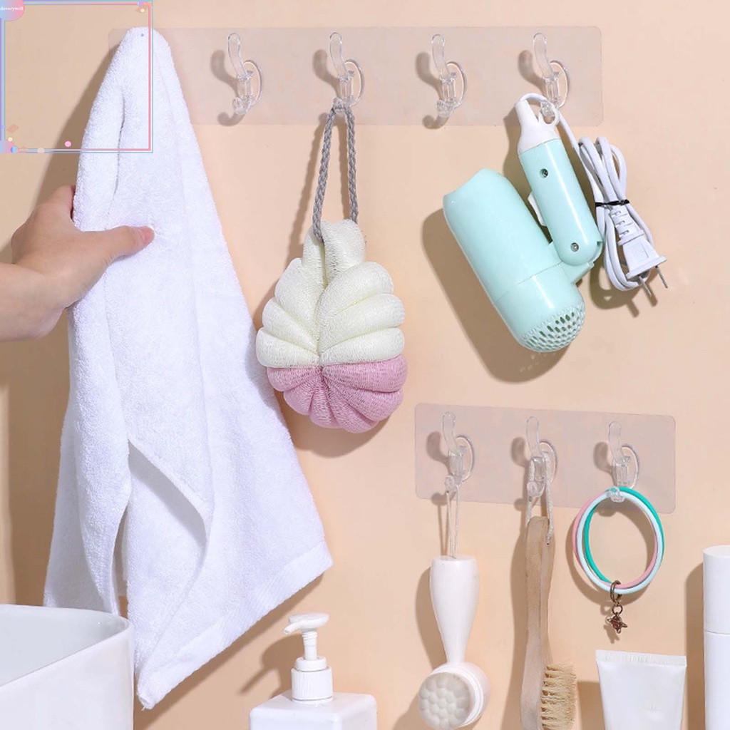 Móc treo đồ gắn tường bằng PVC không cần khoan tiện dụng cho gia đình