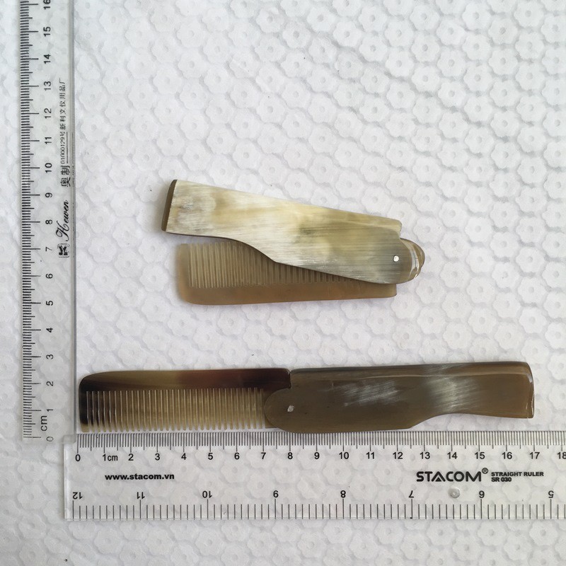 Lược chải tóc sừng bò châu Phi (L02 gấp đôi màu trắng 17x2,3 cm)