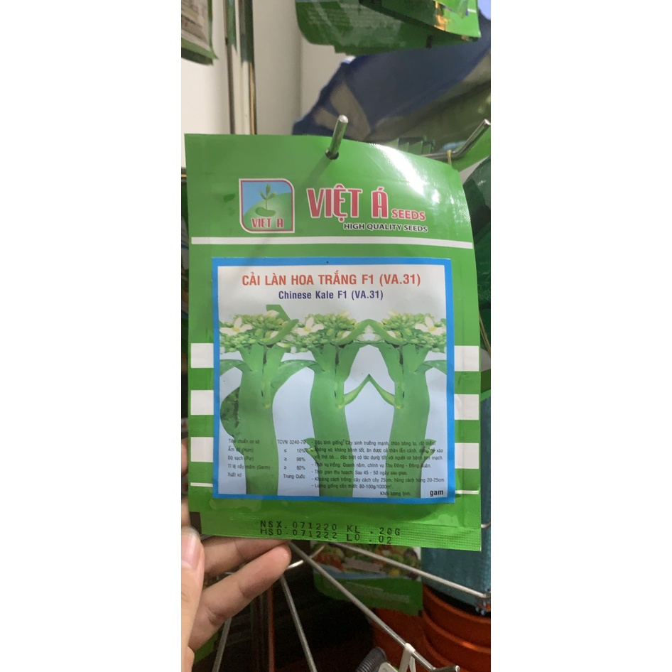 Hạt Giống Cải Làn Hoa Trắng F1 KL 20gam