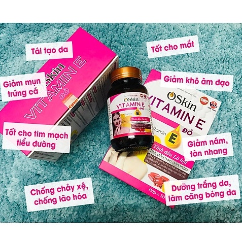 Vitamin E Đỏ Oskin (Vạn Tam) - Bổ sung Vitamin E cho cơ thể hỗ trợ tăng cường chống oxy hóa, giúp hạn chế lão hóa da.