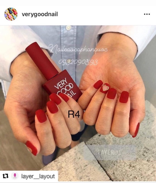 Sơn gel Very good nail tone màu đỏ [ giá lẻ 1 chai]