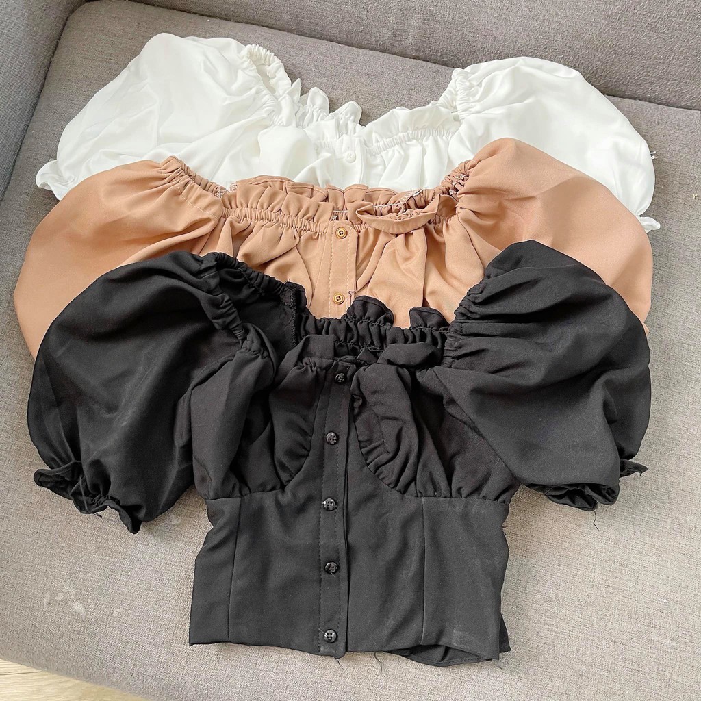 Áo croptop nút tay bồng_CHIBEST_AK001