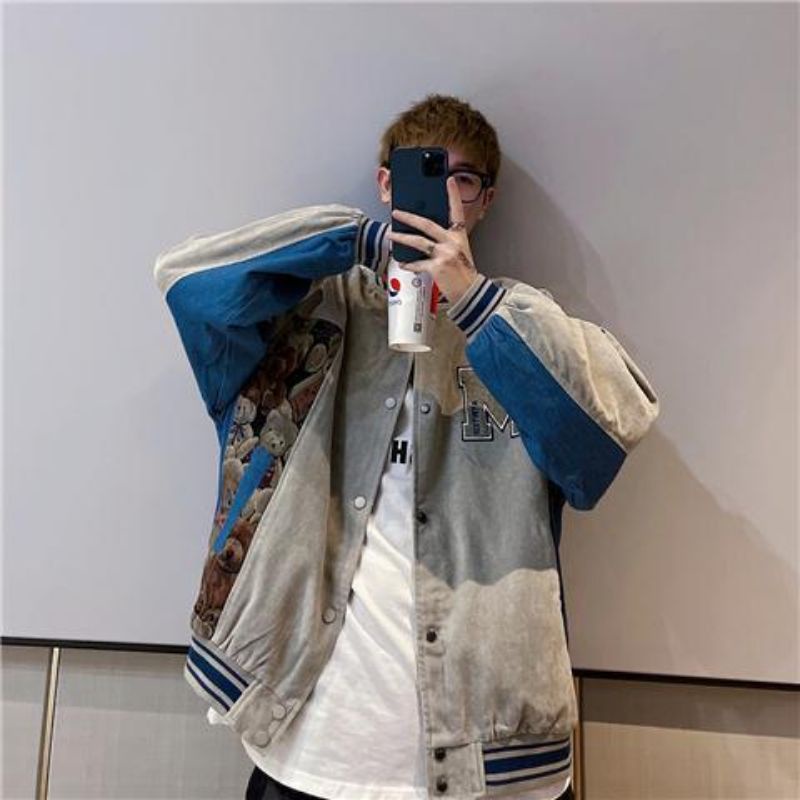 ÁO KHOÁC NGOÀI MAY HÌNH HOẠ TIẾT LOẠI ĐÓNG CÚC