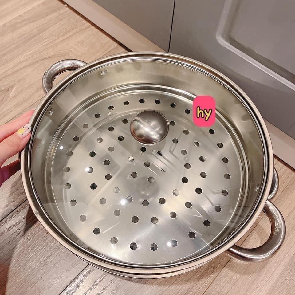 Nồi hấp 2 tầng kèm nắp kính 28cm