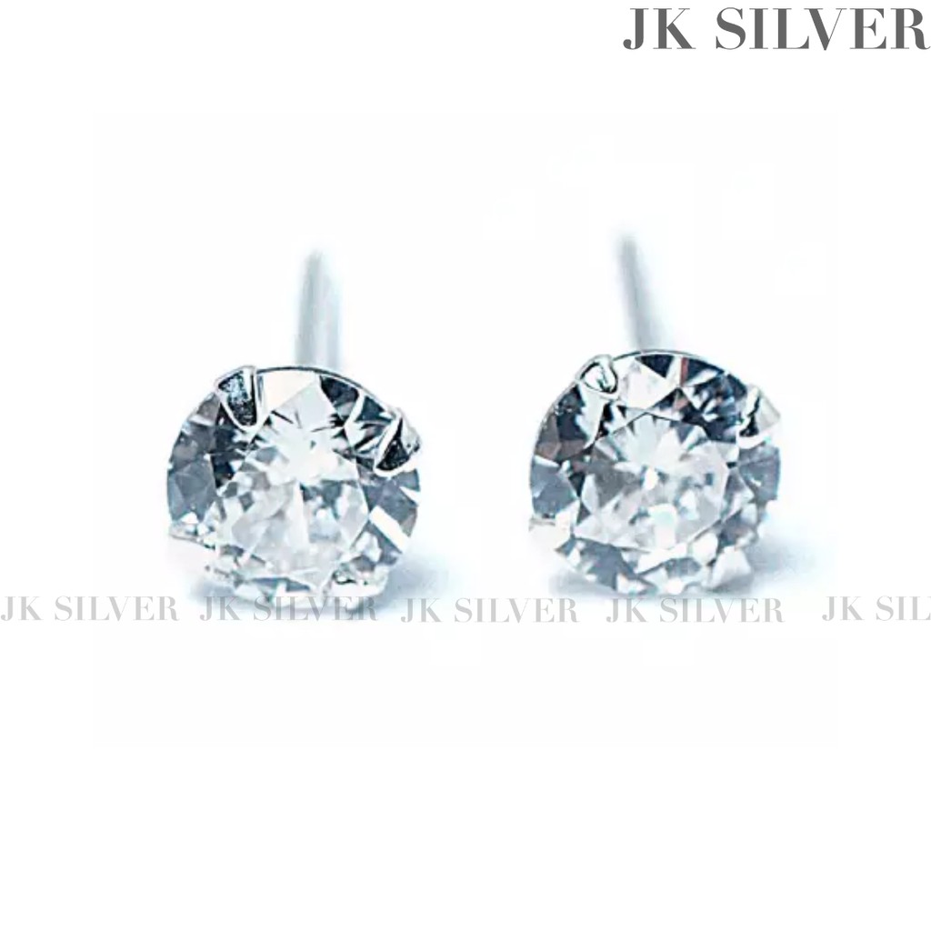 Bông tai bạc 925 đính đá cao cấp 5 li JK Silver , khuyên tai dành cho cả nam và nữ U.bongtai248b