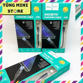 Dây cáp sạc hút nam châm hoco-u76 cáp sạc nhanh 3 đầu lightning/ type c/ micro tùng mini 02