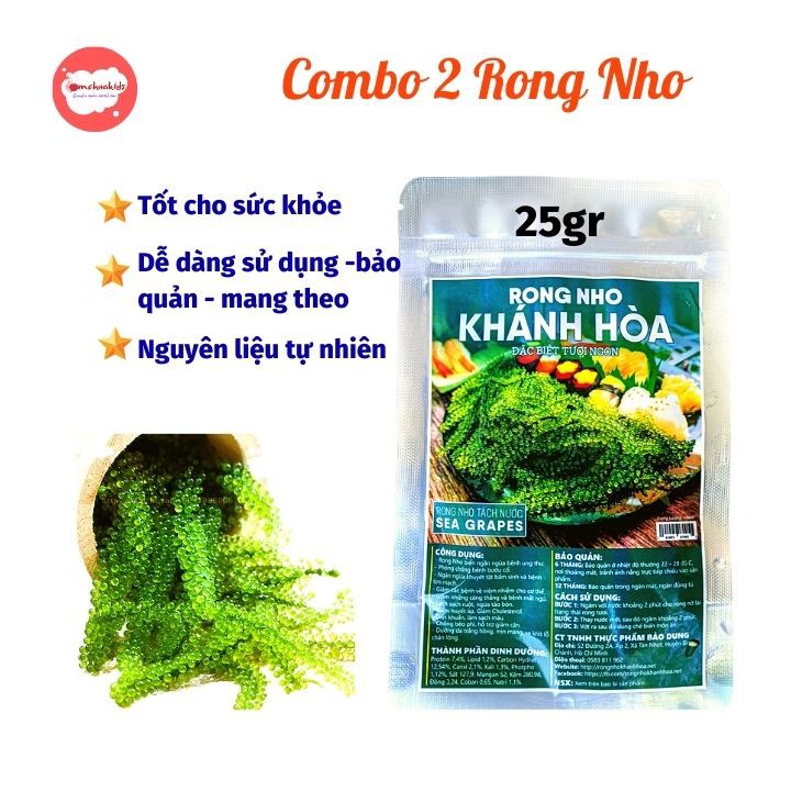 Rong nho tách nước ăn liền  25g chỉ với 5 phút chế biến tặng kèm nước xốt mè rang, hỗ trợ giảm cân - Tomchuakids