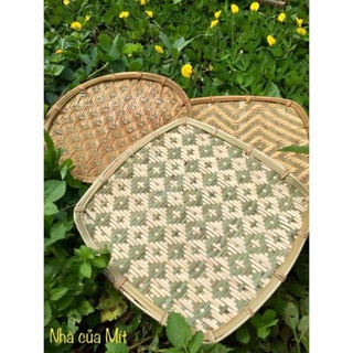 Tre tự nhiên- Mẹt tre đan hoa văn bằng tre cật 30*30cm -Mây tre đan việt