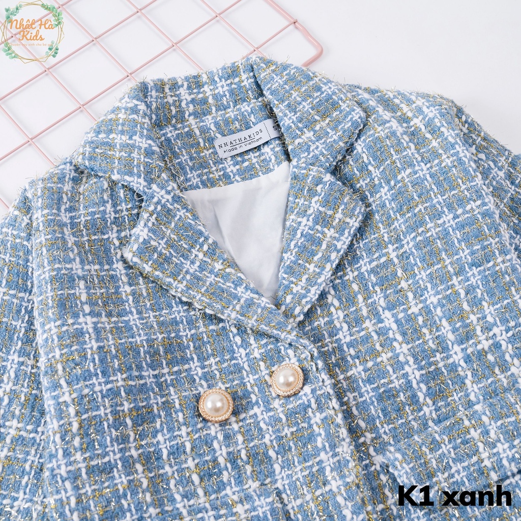 Áo khoác dạ bé gái size từ 14-40kg chất liệu dạ sang chảnh phù hợp cho mùa thu đông
