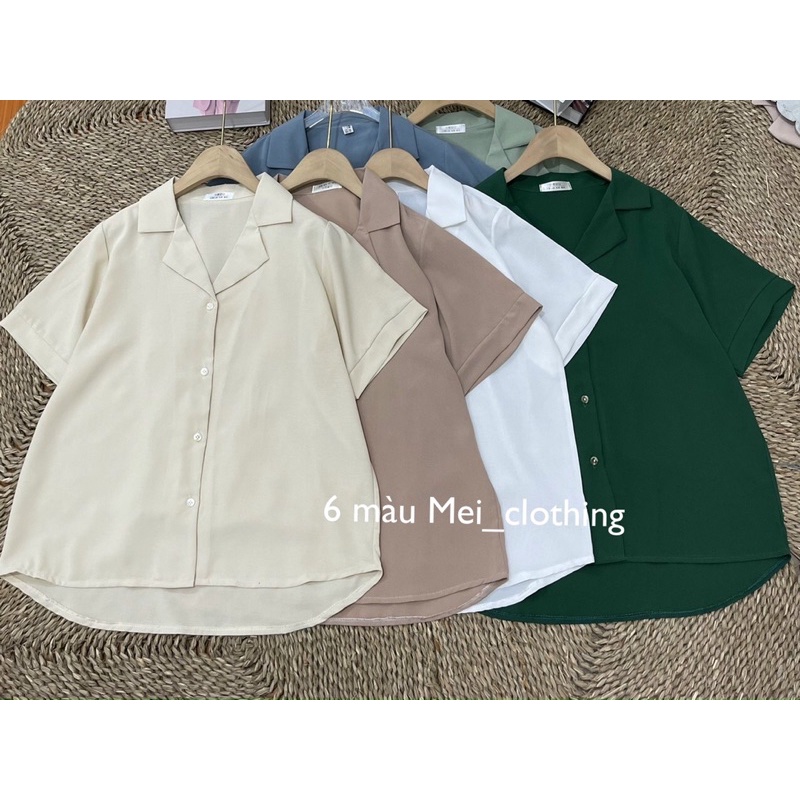 [Ảnh thật/video] Áo sơmi CỔ VEST cộc tay 6 màu style báic