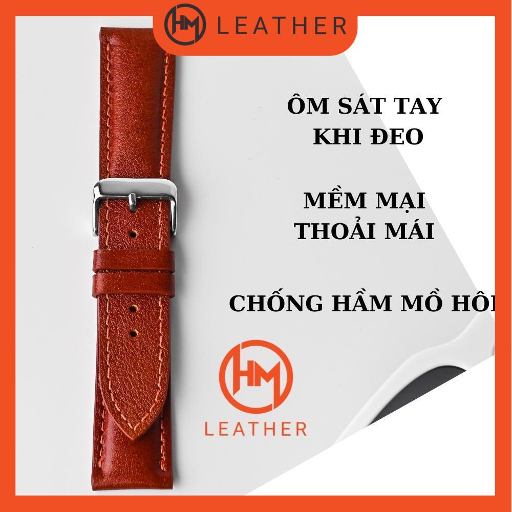 Dây đồng hồ da bò chống thấm nước - Đủ size 12/14/16/18/20/22/24 - Thương hiệu Hima Leather FLEXIBLE