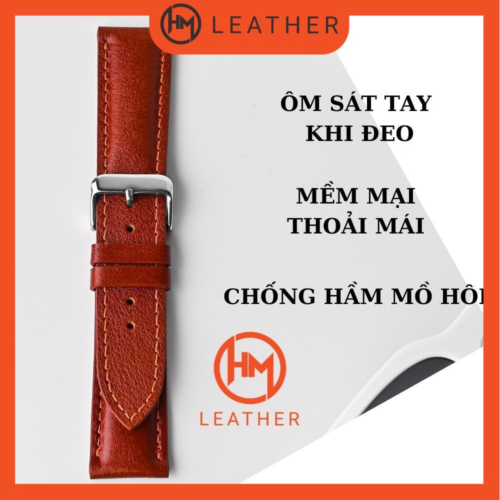 Dây đồng hồ da bò chống thấm nước - Đủ size 12/14/16/18/20/22/24 - Thương hiệu Hima Leather FLEXIBLE