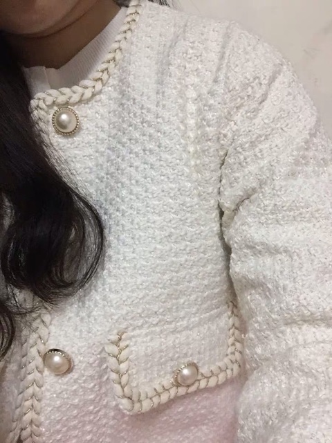Áo khoác dạ tweed cổ tròn cúc ngọc viền thêu dáng ngắn hàng đẹp (dài 54cm) [ảnh thật 4-9] | BigBuy360 - bigbuy360.vn