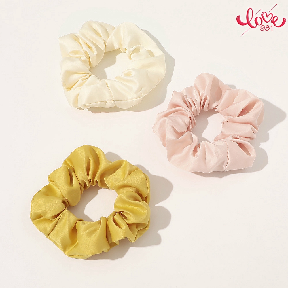 Dây buộc tóc vải satin màu trơn cỡ lớn thời trang cho nữ