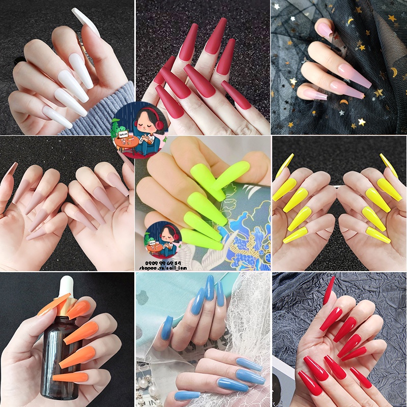 [ 1169 - 06 VÀNG  ] MÓNG CỨNG - SƠN BÓNG - Phom Thang Dài Xtra [Tặng Miếng Dán Và Dụng Cụ] Lẻ