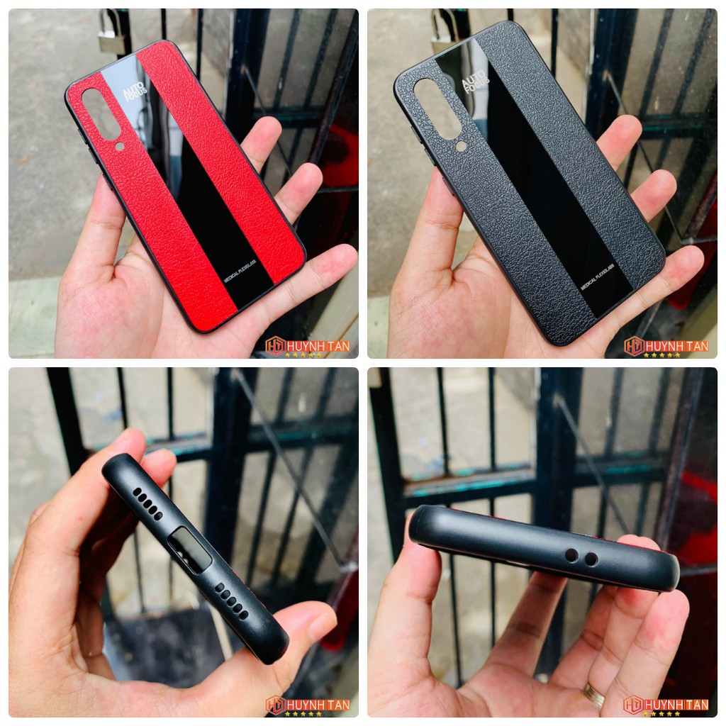 Ốp lưng Xiaomi Mi 9 SE vân da 3 sọc (Đen,Đỏ)