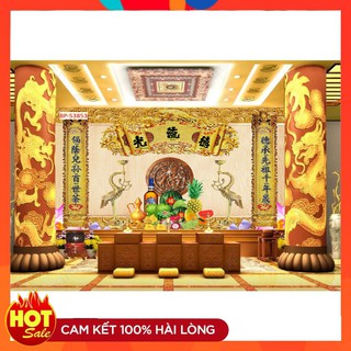 Tranh dán tường hoành phi câu đối mâm ngũ quả trang trí bàn thờ kích thước rộng 150 x 120