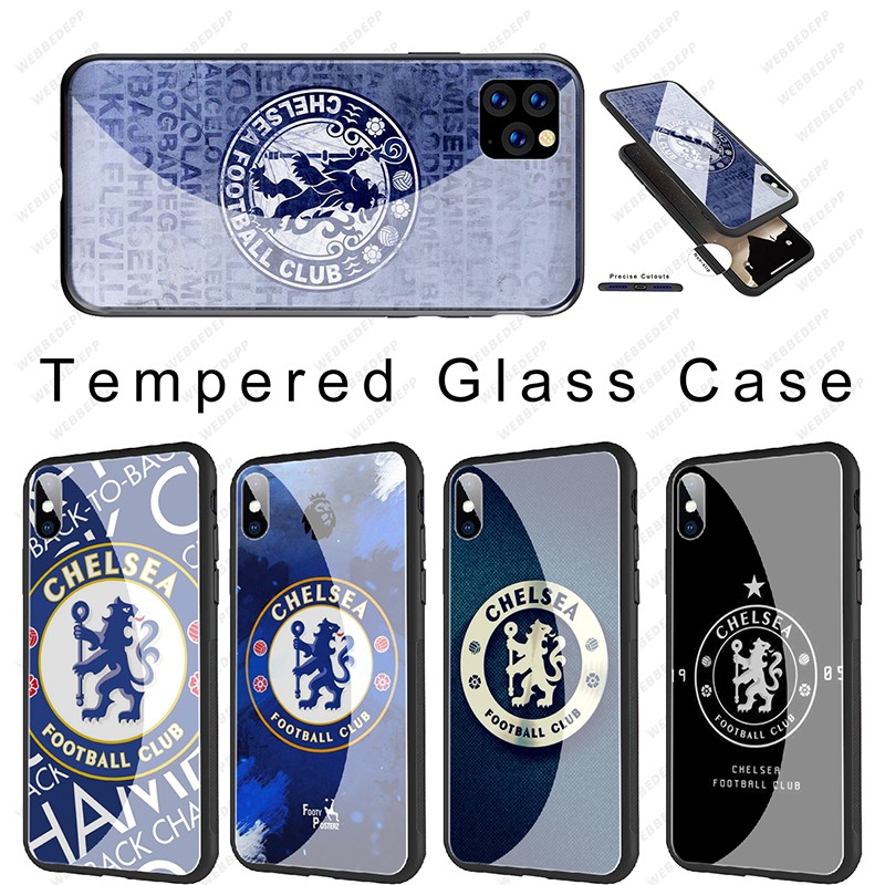 Ốp điện thoại tráng gương in hình Chelsea FC chất lượng cao cho iPhone 11 12 Mini Pro Max 12mini