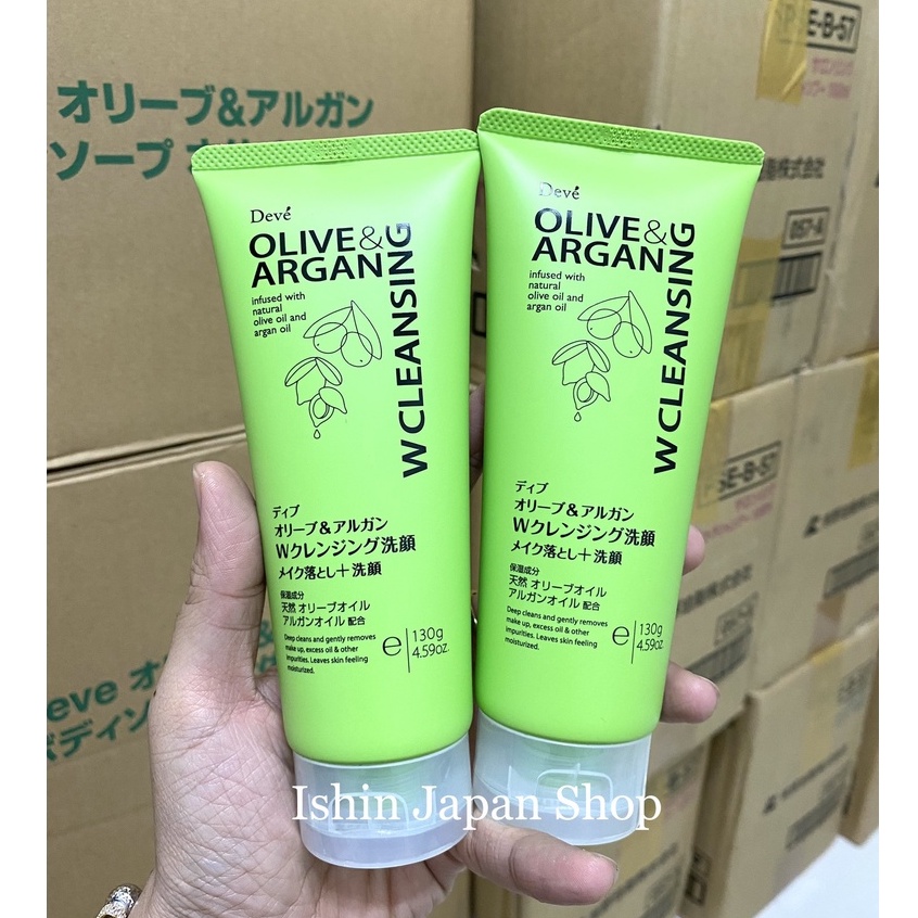 Sữa Rửa Mặt Tẩy Trang Deve từ Dầu Olive &amp; Argan Nhật Bản 130g