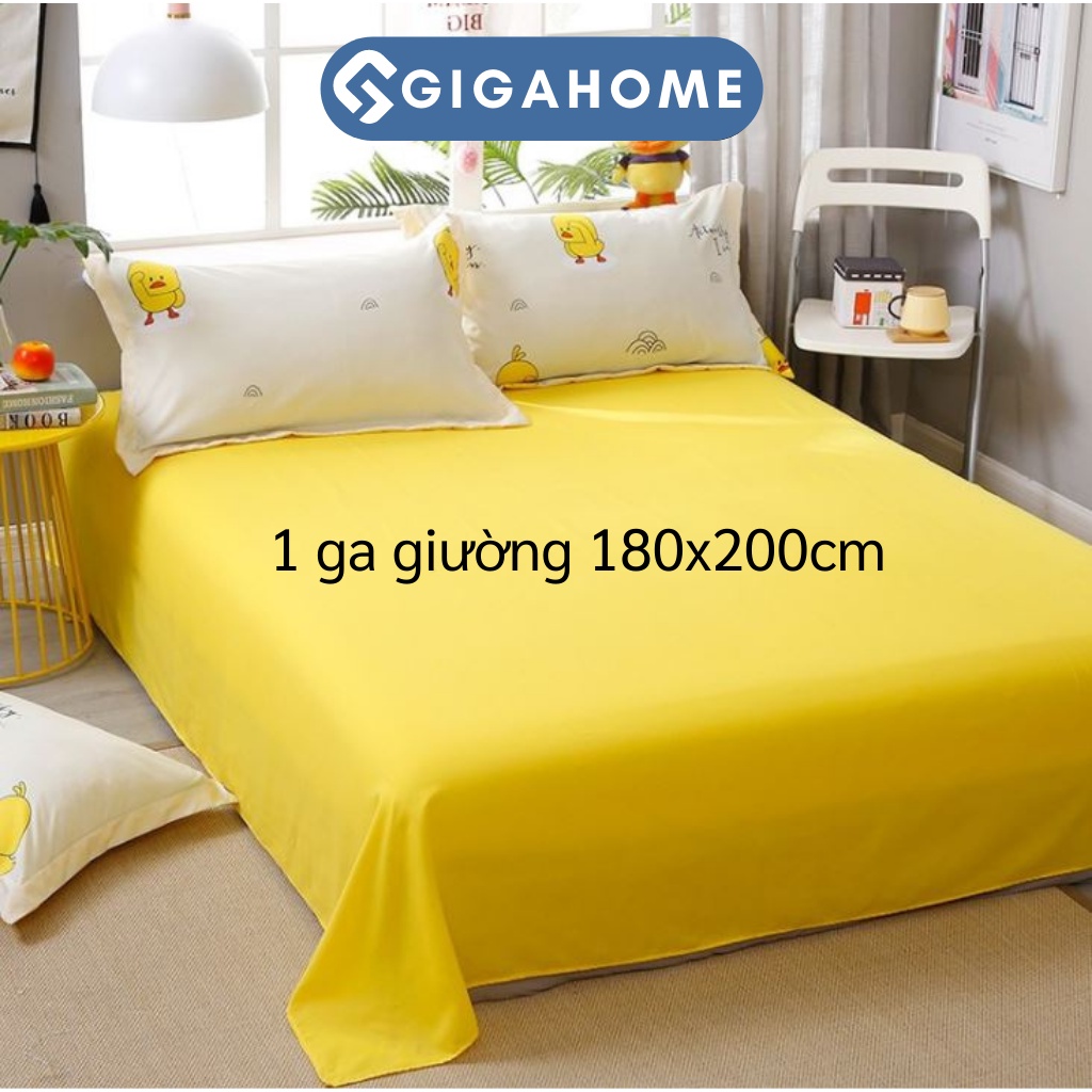 Bộ Chăn Ga Gối 4 Món Hoạt Tiết Vịt, Dứa GIGAHOME Chất Liêu Cotton Thấm Hút Tốt 8129