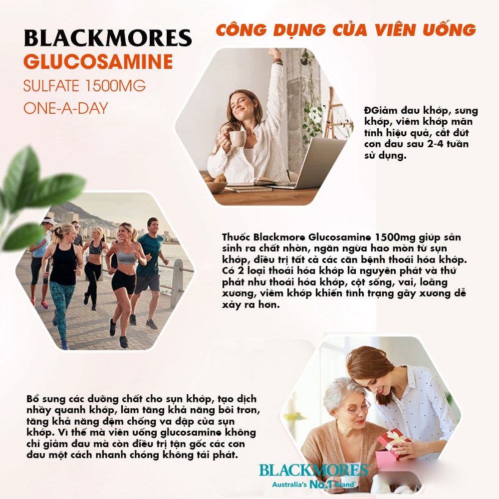[Chính hãng Úc] Viên uống bổ xương khớp Glucosamine 1500mg Blackmores 150 viên - Date mới