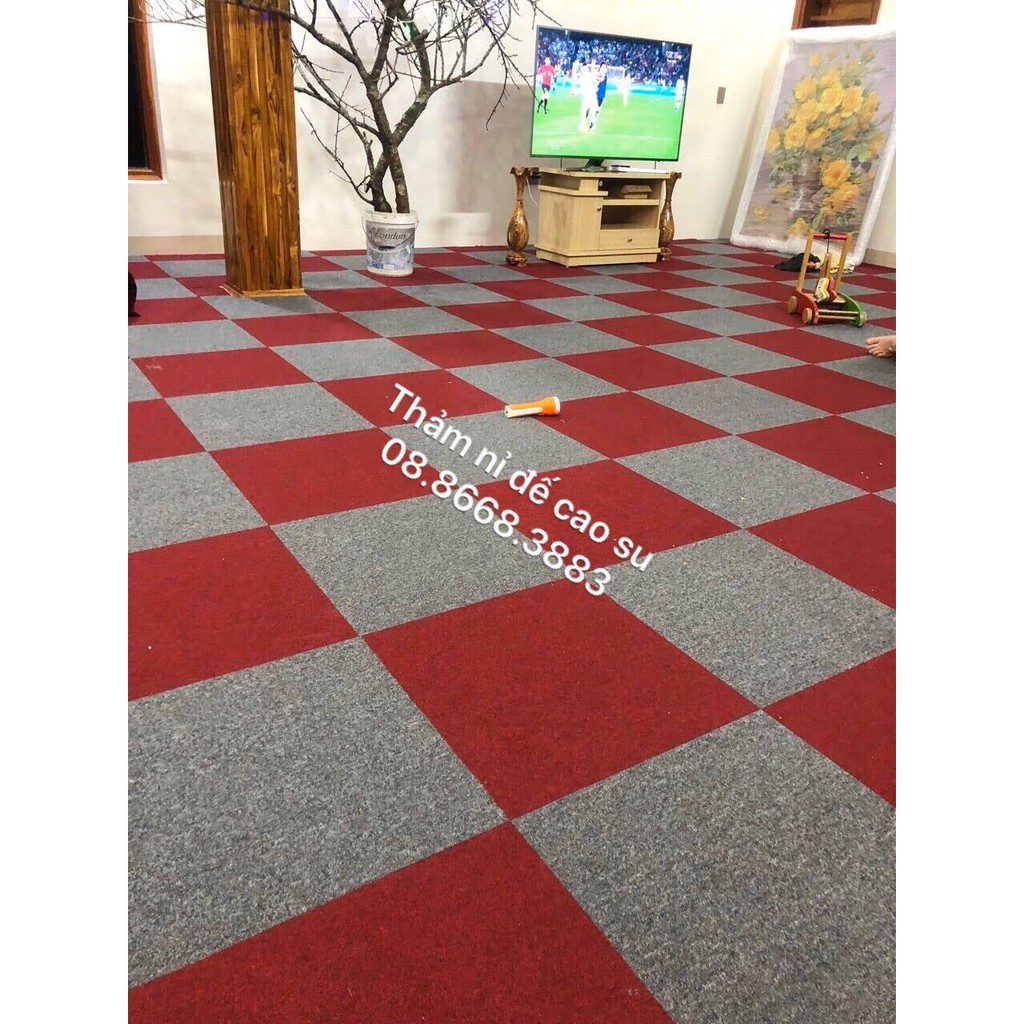 1 Tấm Thảm nỉ ghép đế cao su 50x50 Cao Cấp