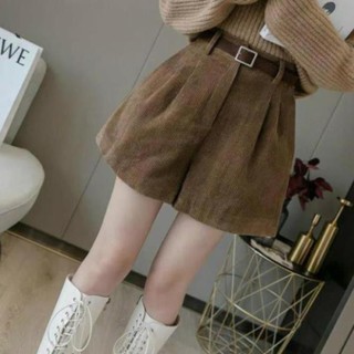 Quần short nữ cạp cao vải nhung không kèm đai