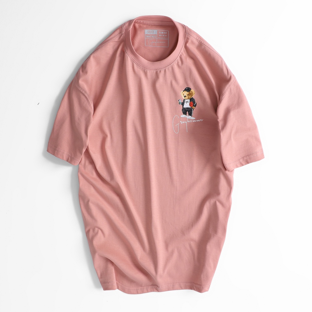 Áo thun nam nữ cổ tròn họa tiết Gấu BST22 GRAYHOMME vải Cotton xu xịn dáng unisex