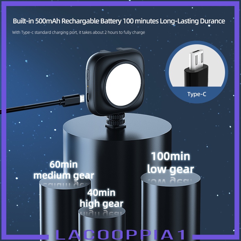 [LACOOPPIA1] Mini Adjustable Video Fill Light Rechargeable for Vlog Video Makeup Camera