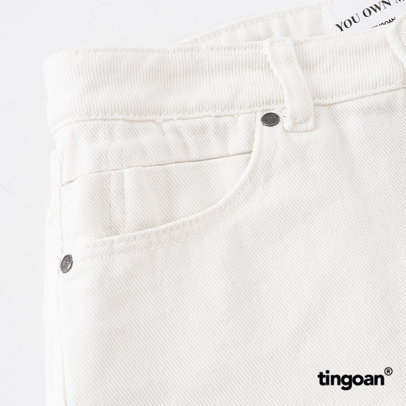 TINGOAN® - Quần short bò cắt gấu lượn viền màu trắng tingoan XOXO JEANS SHORTS/WH