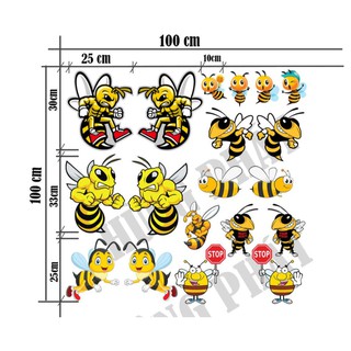 Tem combo Ong vàng - Decal 19 chú ong vàng dán xe tải, ô tô