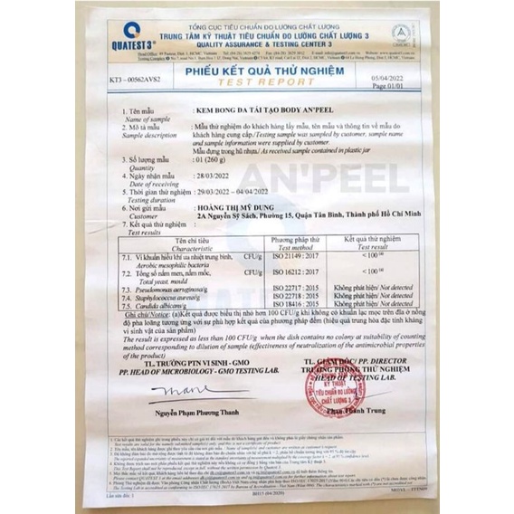 KEM BONG DA BODY AN'PEEL