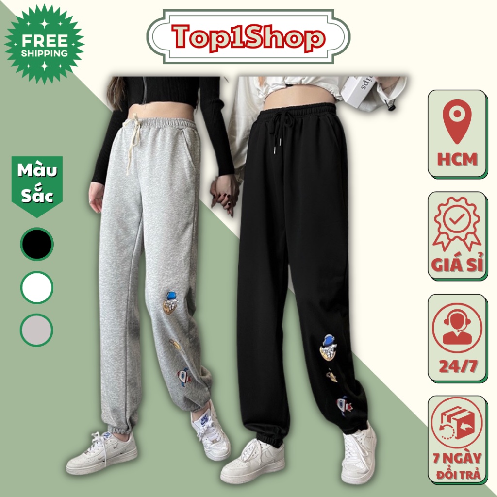 Quần jogger thể thao ống rộng Vũ Trụ chất nỉ bông cao cấp Unisex