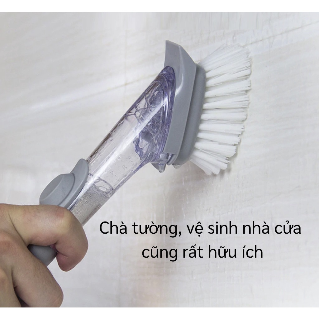 Chổi cọ rửa Chén thông minh kèm bình xịt chứa xà phòng tiện lợi / Cọ chà rửa xoong nồi