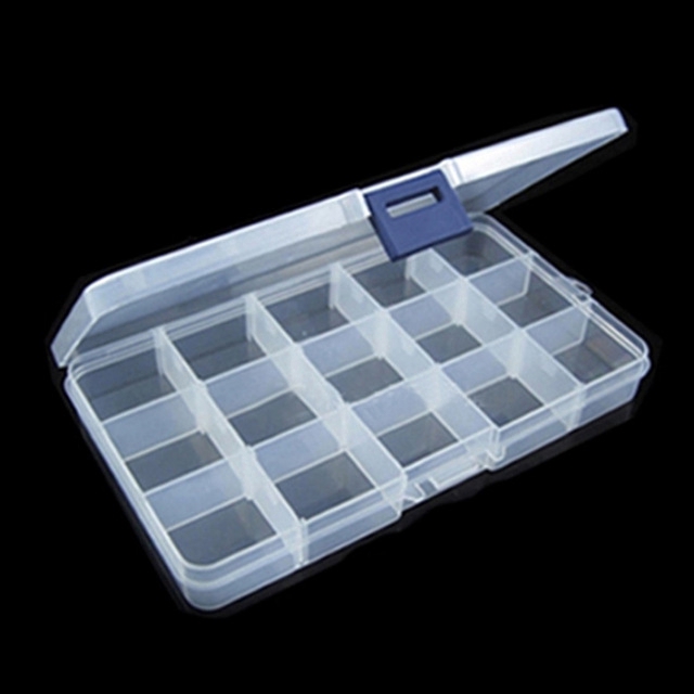 15 Compartment Storage Box Practical Adjustable Plastic Case for Bead Rings Jewelry Display Organizer
