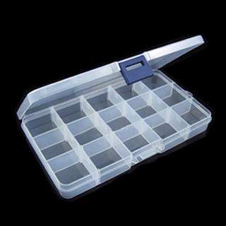 15 Compartment Storage Box Practical Adjustable Plastic Case for Bead Rings Jewelry Display Organizer