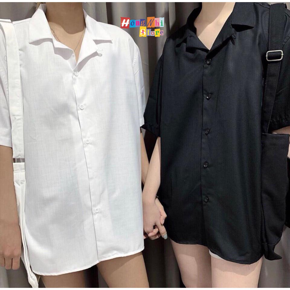 SƠ MI TRƠN UNISEX TAY LỠ CỔ BẺ - SƠ MI BASIC TAY LỠ - MM