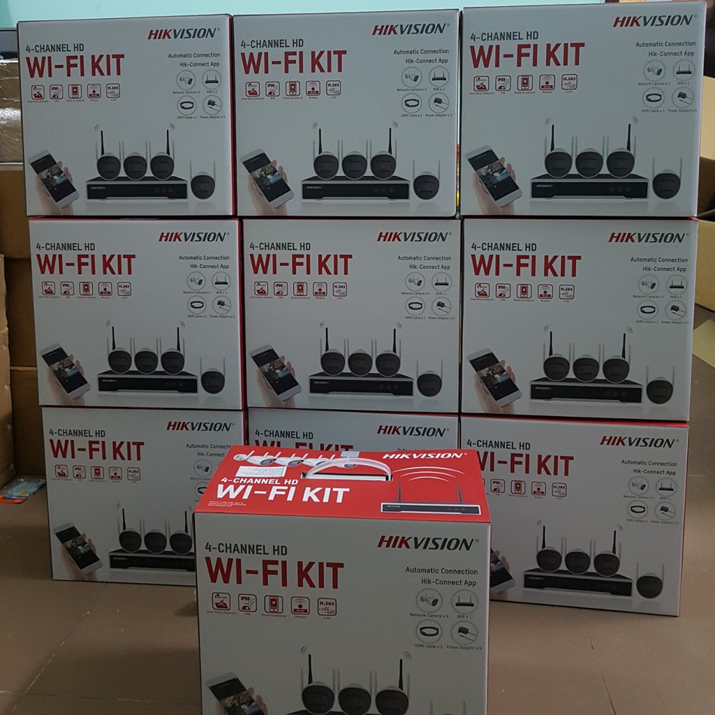 Bộ Kit HIKVISION NK42W0H(D) gồm 4 Camera IP Wifi 2MP và 1 đầu ghi Wifi Hàng chính hãng