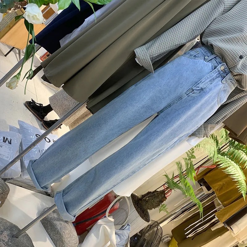 Quần Jeans Ống Suông Màu Xanh Nhạt Loại 1 Chuẩn Store Phong Cách Ulzzang Dễ Mix Đồ Mặc Hàng Ngày