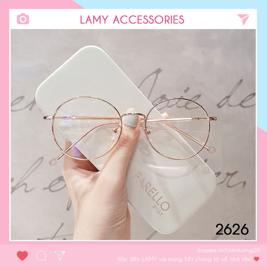 Gọng kính cận tròn nobita dáng nhỏ 2626 mắt kính cận nam nữ LAMY