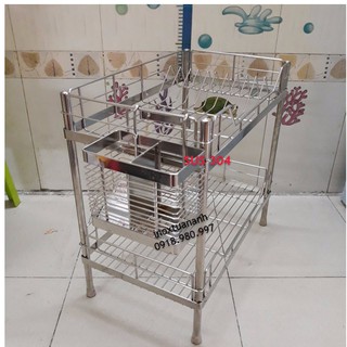 Kệ chén bát inox 304 đứng 2 tầng, kệ đứng inox 304 KC30502T