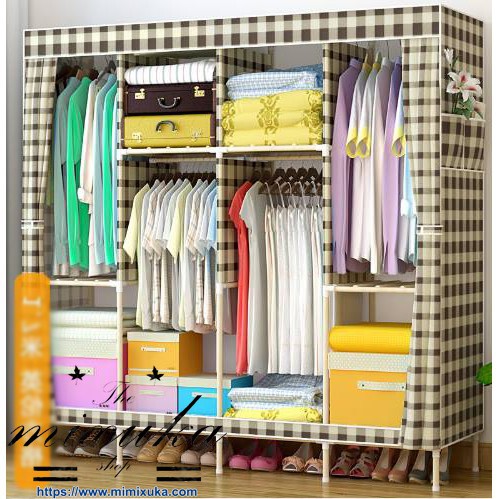 TỦ VẢI KHUNG GỖ 4 BUỒNG CAO CẤP TỦ VẢI KHUNG GỖ 3 BUỒNG